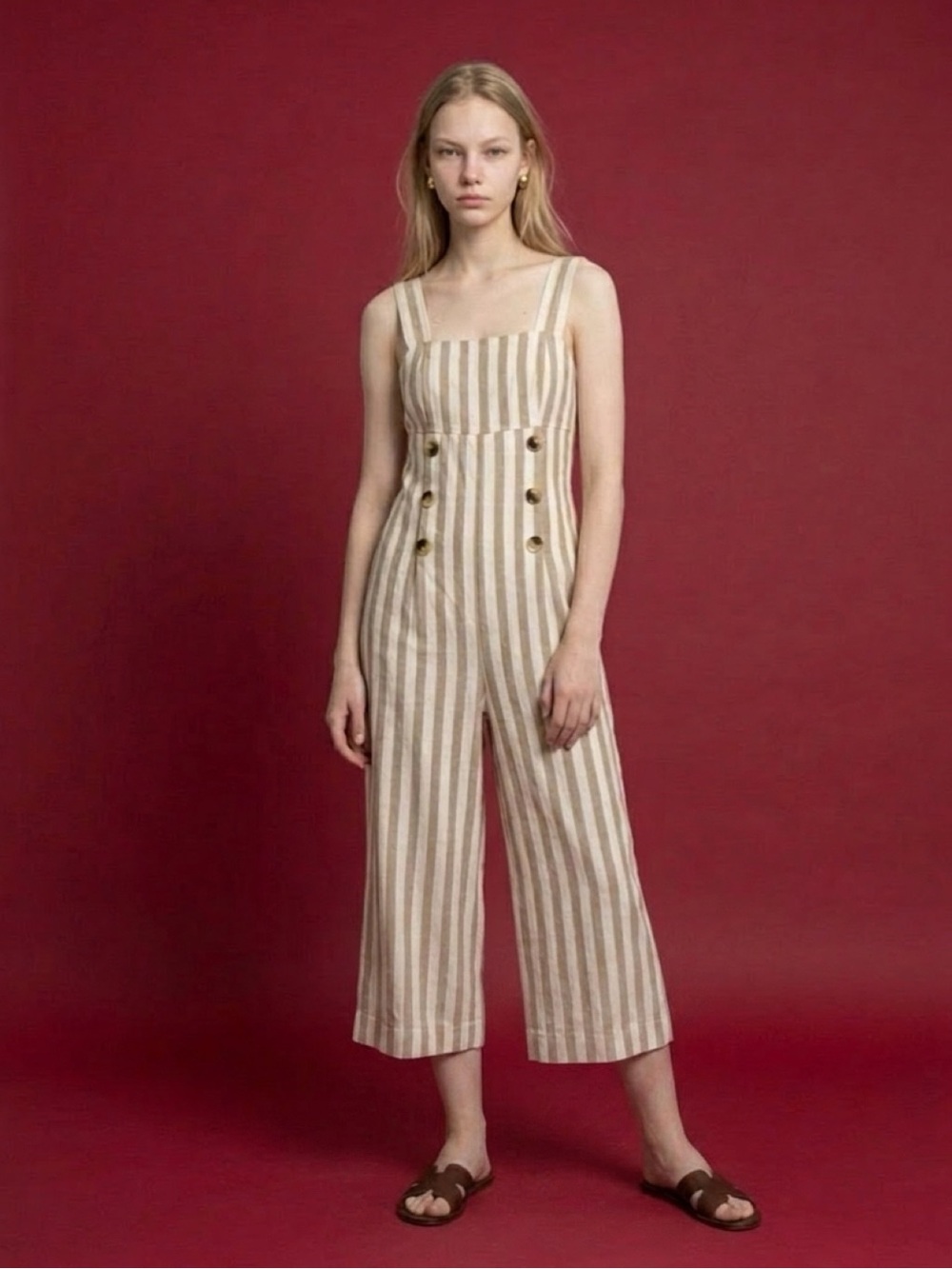 NWOT Urban Outfitters “Murphy” Striped Jumpsuit, Medium, Boho, Indie, Cotton